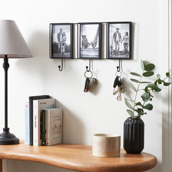 Black Metal Multi Photo Frame with Key Hooks - image 1