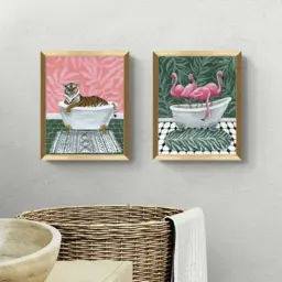 Set of 2 Animals in the Bath Framed Prints - thumbnail 1