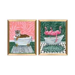 Set of 2 Animals in the Bath Framed Prints - thumbnail 2