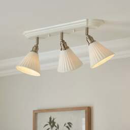 Lilbourne Ribbed Ceramic 3 Light Adjustable Flush Spotlight - thumbnail 1