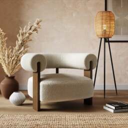Fallon Tonal Boucle Bolster Accent Chair - thumbnail 1