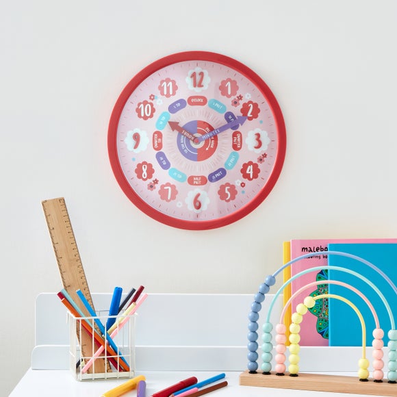 Pink Tell The Time Wall Clock - image 1