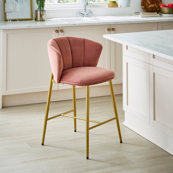 Kiley Bar Stool with Gold Legs, Velvet - image 1