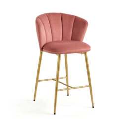 Kiley Bar Stool with Gold Legs, Velvet - thumbnail 5