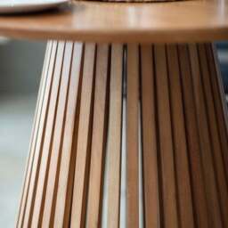 Dawson 4 Seater Round Slatted Dining Table, Acacia Wood - thumbnail 2