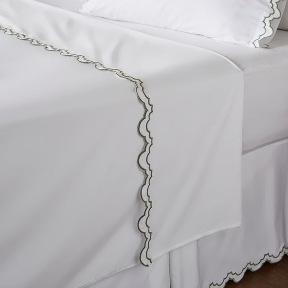 Dorma Double Scallop 100% Cotton Flat Sheet