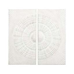 Set Of 2 Antique White Moulded Metal Circle Wall Art - thumbnail 4