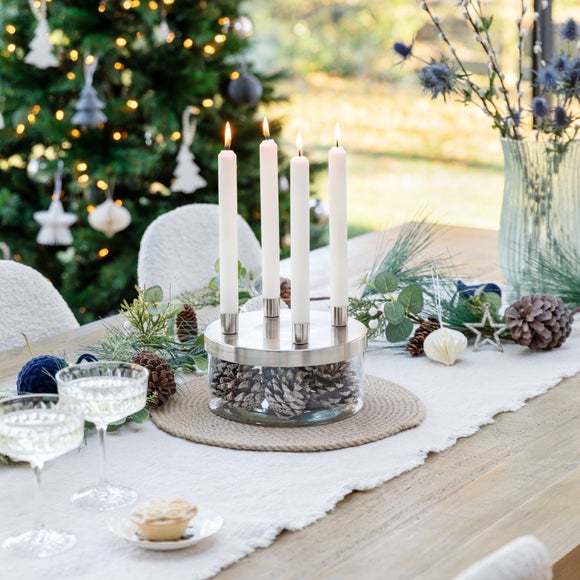 Metal Candlestick Holder with Glass Bowl - image 1