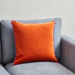 Velvet Pom Pom Cushion - thumbnail 1