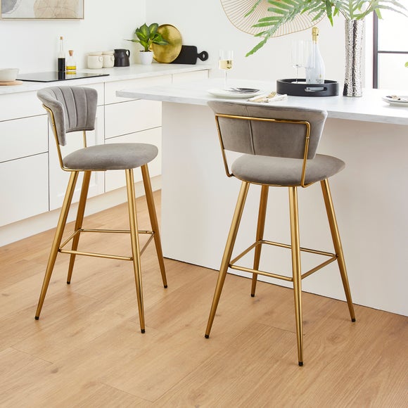 Kendall Bar Stool, Velvet - image 1