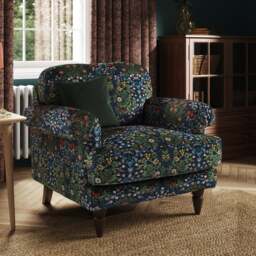 Jolene William Morris Blackthorn Print Velvet Snuggle Chair - thumbnail 1
