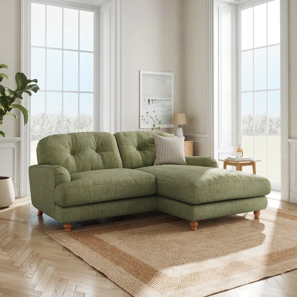 Martha Slub Faux Linen Corner Chaise Sofa - image 1