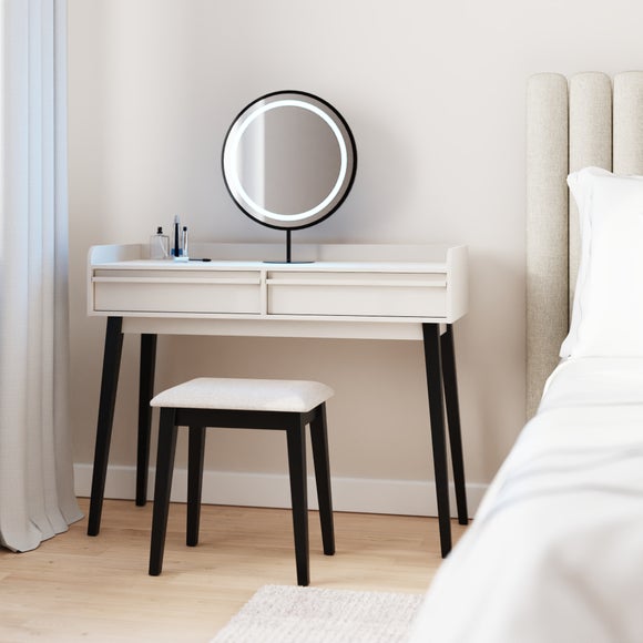 Phoebe Dressing Table with Round LED Mirror and Stool - image 1