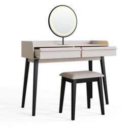 Phoebe Dressing Table with Round LED Mirror and Stool - thumbnail 6
