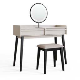 Phoebe Dressing Table with Round LED Mirror and Stool - thumbnail 5
