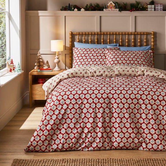 Crafted Christmas Star Duvet Cover & Pillowcase Set