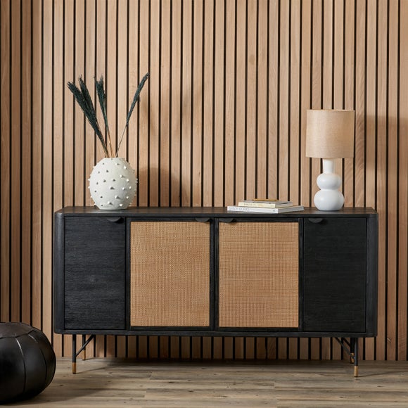 Fiji 4 Door Sideboard, Acacia Wood and Rattan - image 1