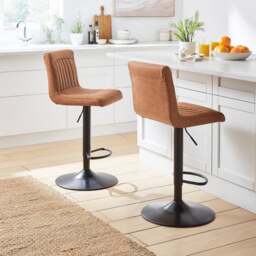 Felix Counter Adjustable Height Swivel Bar Stool, Faux Leather - thumbnail 1