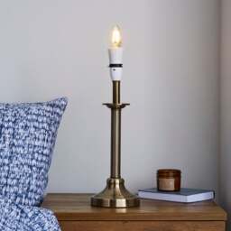 Fluted Candlestick Antique Brass Table Lamp Base - thumbnail 1