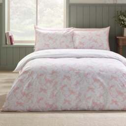 Catherine Lansfield Bow Embroidery Polycotton Duvet Cover & Pillowcase Set - thumbnail 3