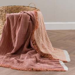 Reversible Muslin Cotton Throw Blanket