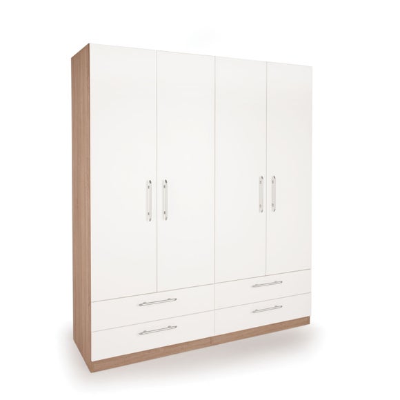Hyde 4 Door 4 Drawer Wardrobe, White