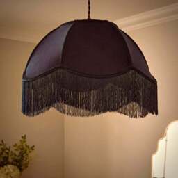 Carmona Fringed Velvet Lamp Shade - thumbnail 2