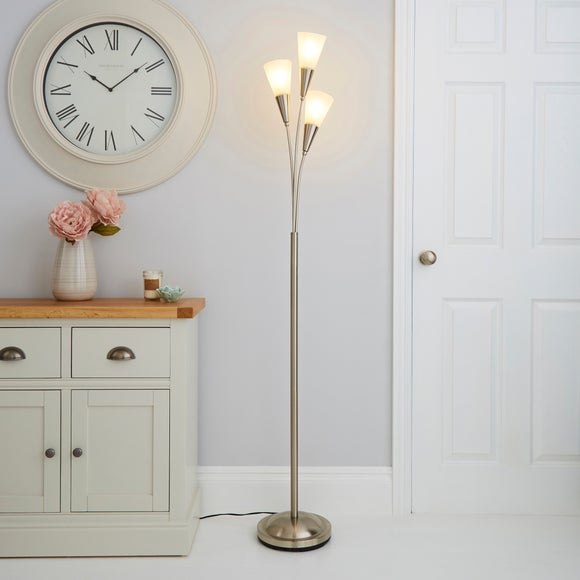 Marble Glass Satin Nickel Uplighter Floor Lamp - image 1