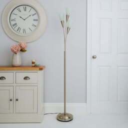 Marble Glass Satin Nickel Uplighter Floor Lamp - thumbnail 2