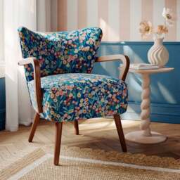 Eliza Harriet Meadow Print Wooden Occasional Armchair - thumbnail 1