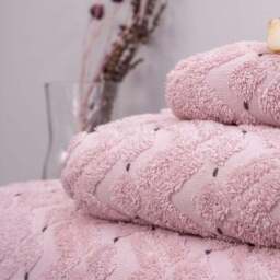 Per La Casa Set of 4 Soft Pink Levrona Jacquard Small Bathrobe & Towels - thumbnail 5