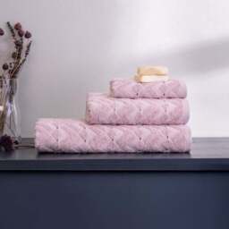 Per La Casa Set of 4 Soft Pink Levrona Jacquard Small Bathrobe & Towels - thumbnail 2