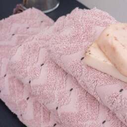 Per La Casa Set of 4 Soft Pink Levrona Jacquard Small Bathrobe & Towels - thumbnail 4