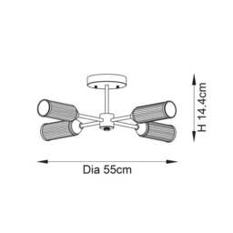 Vogue Bailey Ribbed 4 Light Semi Flush Ceiling Light - thumbnail 5