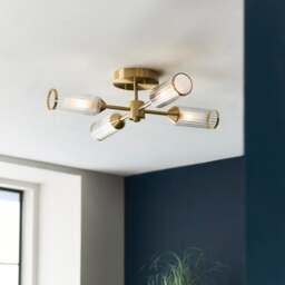 Vogue Bailey Ribbed 4 Light Semi Flush Ceiling Light - thumbnail 1