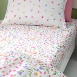 Set of 2 Floral Kitty Cats Fitted Sheets - thumbnail 1
