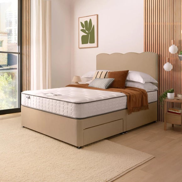 Silentnight Divan Bed With Wave Fabric Headboard and 800 Pocket Sprung Mattress - image 1