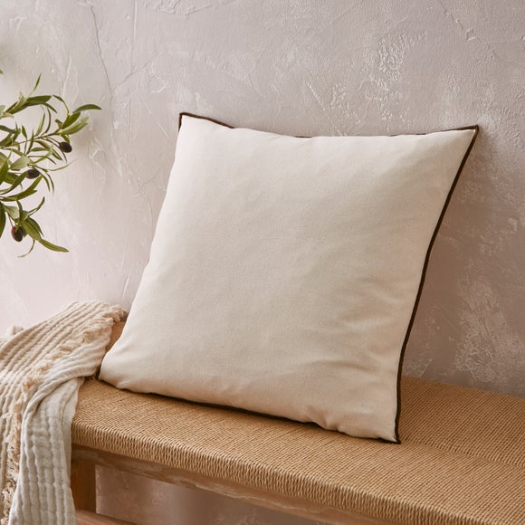 Embroidered Edge Cotton Square Cushion Cover - image 1