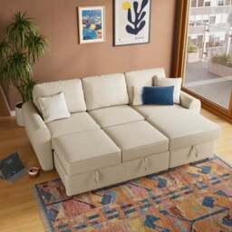 Layton Boucle Corner Trundle Storage Sofa Bed - thumbnail 4