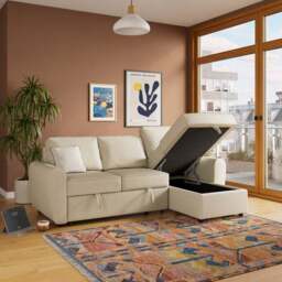 Layton Boucle Corner Trundle Storage Sofa Bed - thumbnail 3