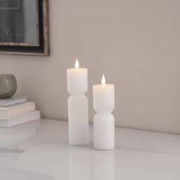 Set of 2 Ribbed LED Pillar Candles - thumbnail 1