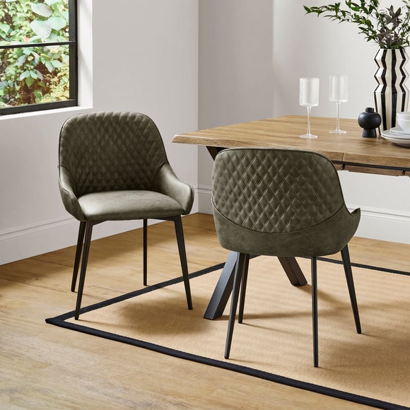 Hudson Set of 2 Dining Chairs, Faux Leather - image 1