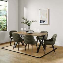 Hudson Set of 2 Dining Chairs, Faux Leather - thumbnail 2