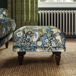 Jolene William Morris Strawberry Thief Print Velvet Footstool - thumbnail 2