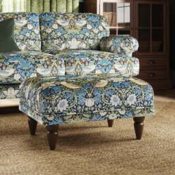 Jolene William Morris Strawberry Thief Print Velvet Footstool - thumbnail 1