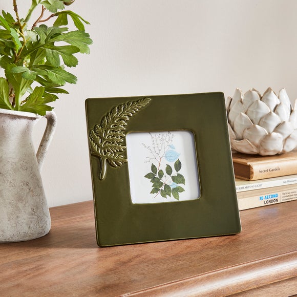 Churchgate Fern Leaf Glazed Ceramic Square Photo Frame - image 1