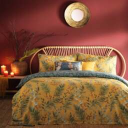 Furn. Riva Mazari Mustard Duvet Cover and Pillowcase Set