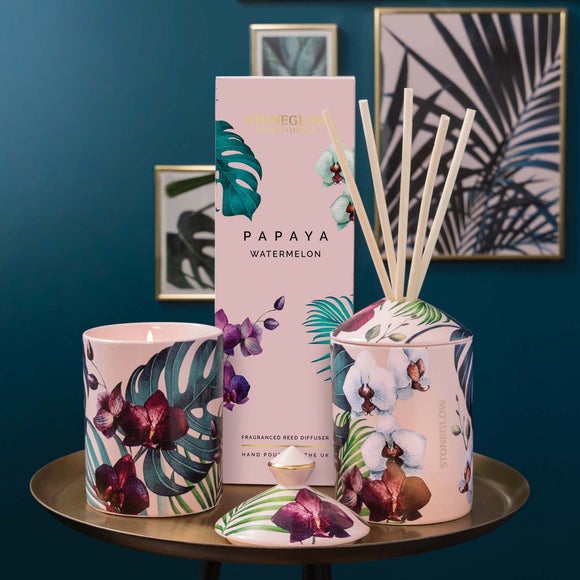 Stoneglow Urban Botanics Papaya Watermelon Ceramic Candle - image 1