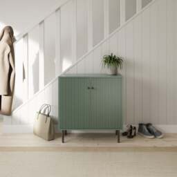 Cody Ribbed 2 Door Shoe Storage Cabinet, Green - thumbnail 1