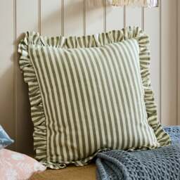 Linford Stripe Frilled Square Cushion Cover - thumbnail 1